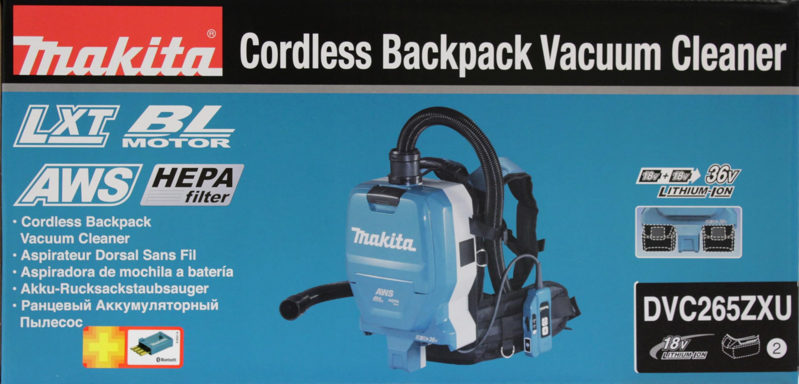 Makita Aspirateur 36 v = > 2 x 18 v li-ion 110 mbar makita - sans batterie, ni chargeur - dvc265zxu
