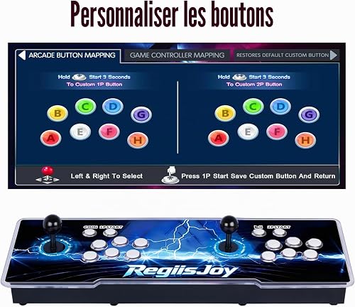 RegiisJoy Pandora's Box 70S Console de Jeu Rétro 30 000 en 1 pour PC, Projecteur et TV, 2 à 4 Joueurs, 1280 x 720, Jeux 3D, Recherche/Cache/Enregistrement/Chargement/Pause, Liste des Favoris - 5