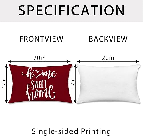 Miniatura 4 de Hexagram Juego de 4 fundas de almohada modernas color burdeos de 12 x 20 pulgadas, fundas decorativas para sofá, sala de estar, funda de cojín de