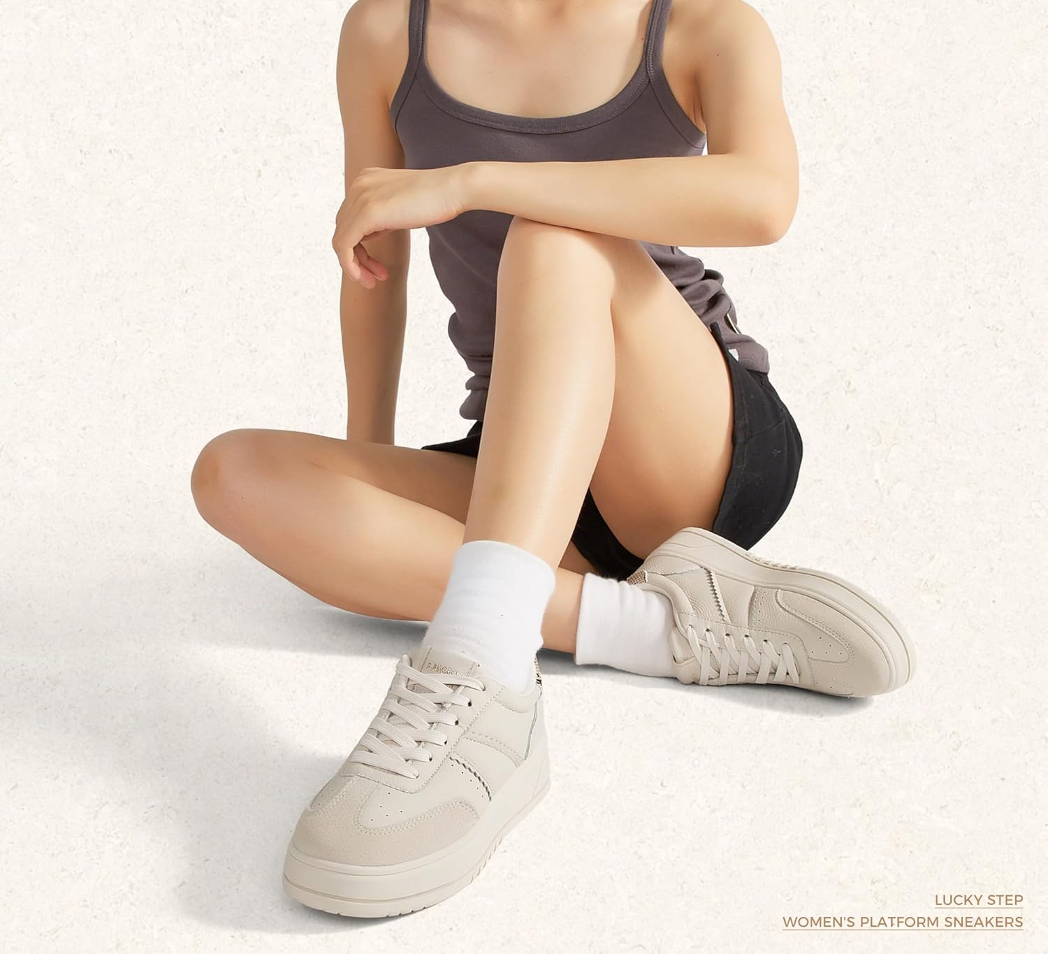 LUCKY STEP Women's Lace Up Platform Sneakers Thick Sole Comfortable Casual Fashion Faux Leather Tennis Low Top Walking Shoes - Image 8