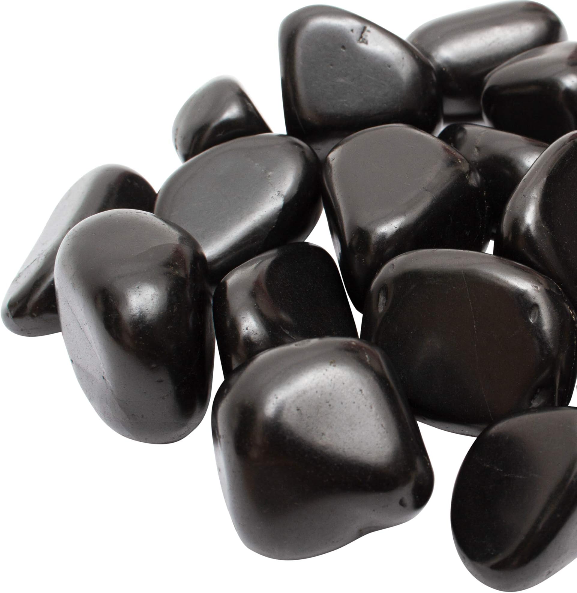 wellness hut Tumbled & Polished Shungite Stones 1/4 Pound (114 Grams) - EMF, Reiki, and Massage Stone