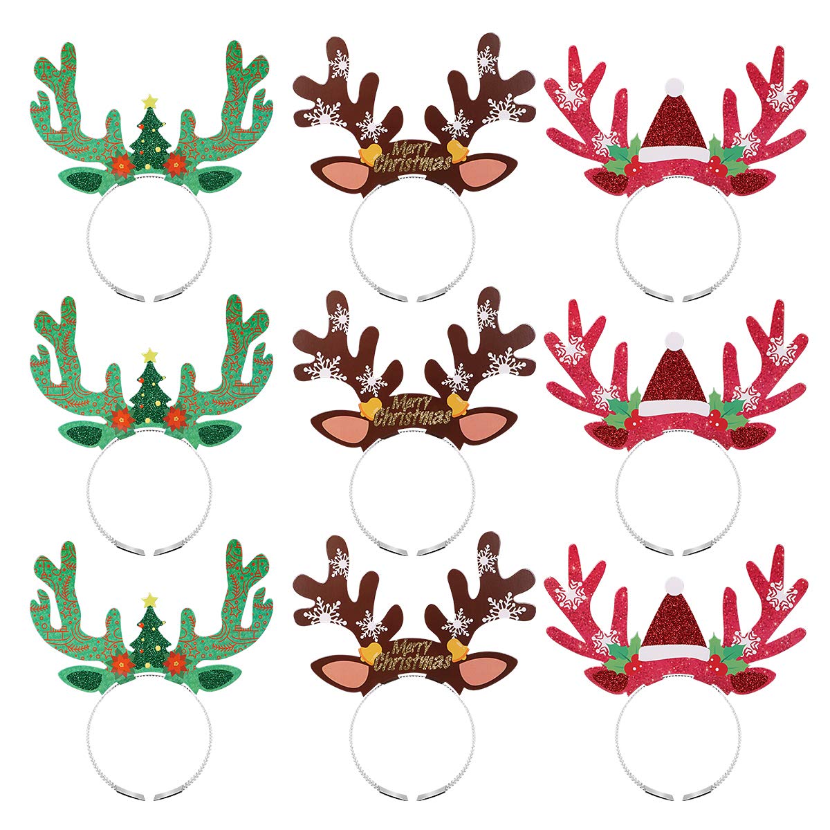 Photo 1 of Amosfun Christmas Reindeer Antlers Headband Christmas Party Dress Up Hair Hoop with Ears Xmas Hair Accessories Reindeer Antler Party Hats for Christmas 9PCS