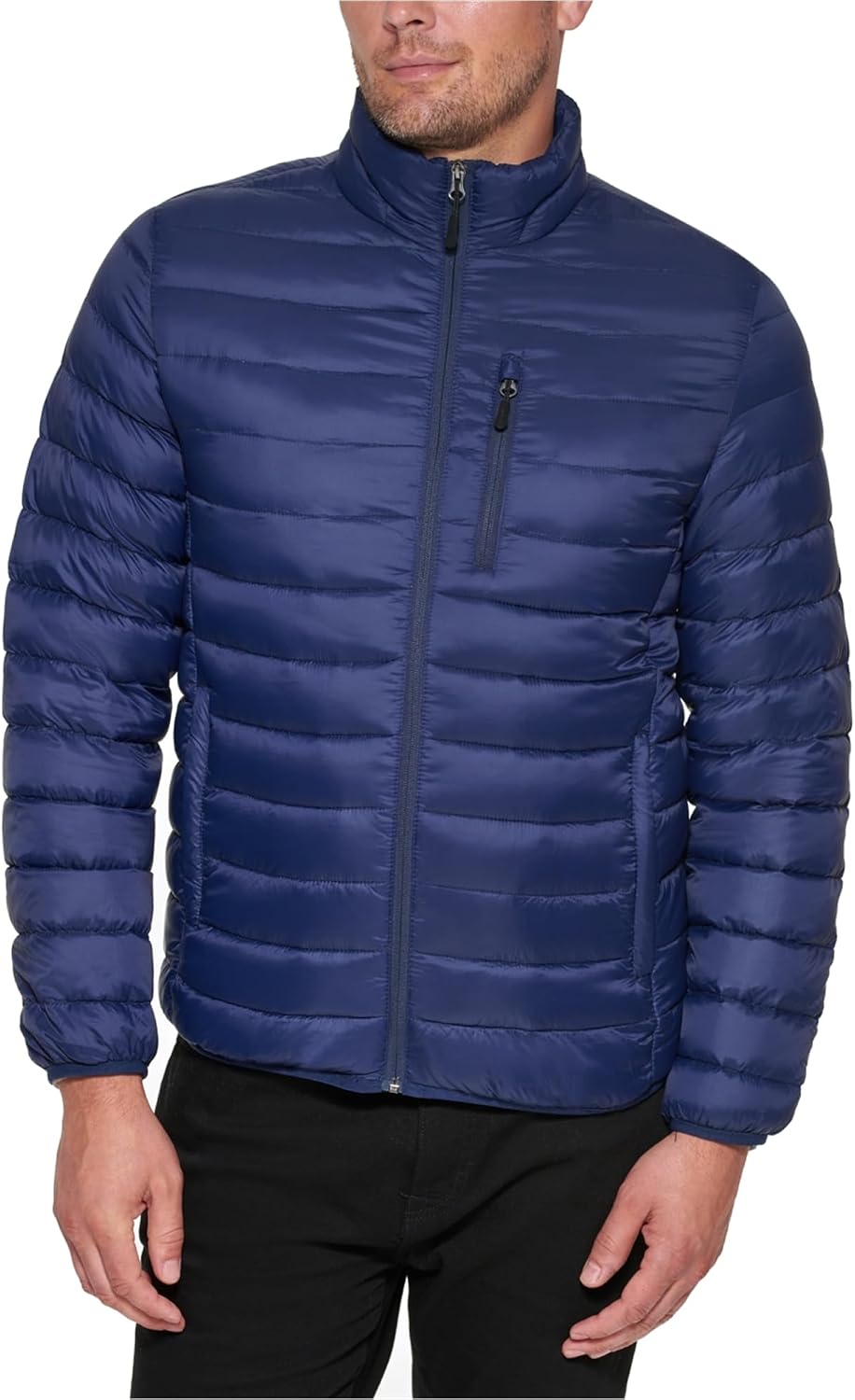 Club Room Mens Quilted Puffer Jacket, Blue, Medium