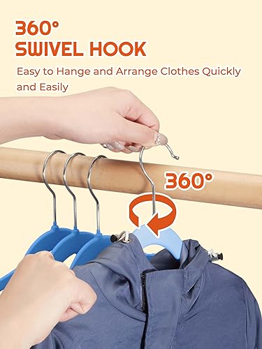 Miniatura 7 de HOUSE DAY Perchas de terciopelo para bebé, paquete de 50 perchas infantiles de alta calidad para ropa de bebés, bebés y niños pequeños, perchas de