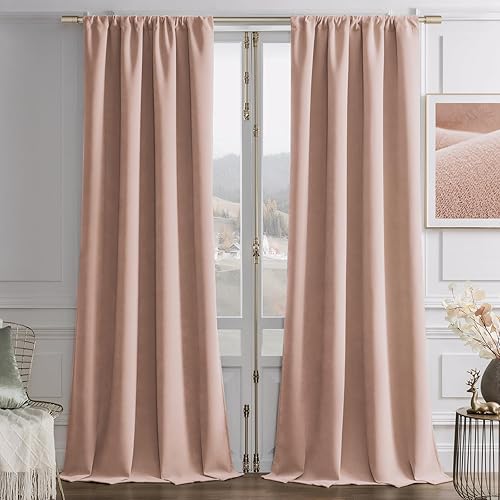 Miniatura 27 de Joydeco Cortinas negras 100% opacas de 84 pulgadas, 2 paneles, cortinas de terciopelo negro con aislamiento térmico de lujo para dormitorio, sala de