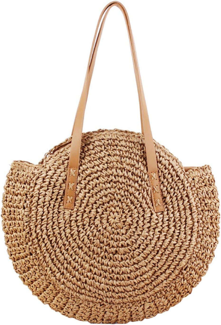 Casual Round Shape Lovely Straw Vintage Bag Rattan Woven Handbag Ladies Fashionable Knitted Messenger Beach Bags