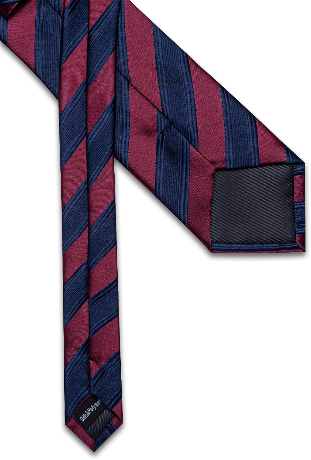 Mens Striped Tie and Pocket Square Set Silk Necktie Handkerchief Cufflinks Tie Clip Business Formal