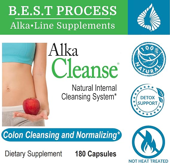 AlkaCleanse Best Process Alkaline Herbal Detox Colon Cleanse & Digestive Distress Formula Psyllium Husk, Probiotics, Enzymes & Herbs (1)