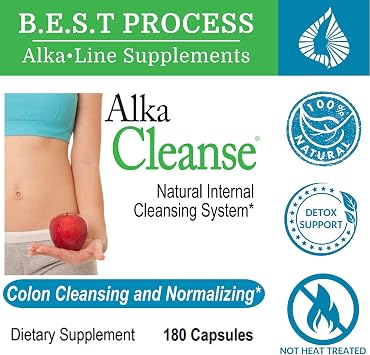 AlkaCleanse Best Process Alkaline Herbal Detox Colon Cleanse & Digestive Distress Formula Psyllium Husk, Probiotics, Enzymes & Herbs (1)