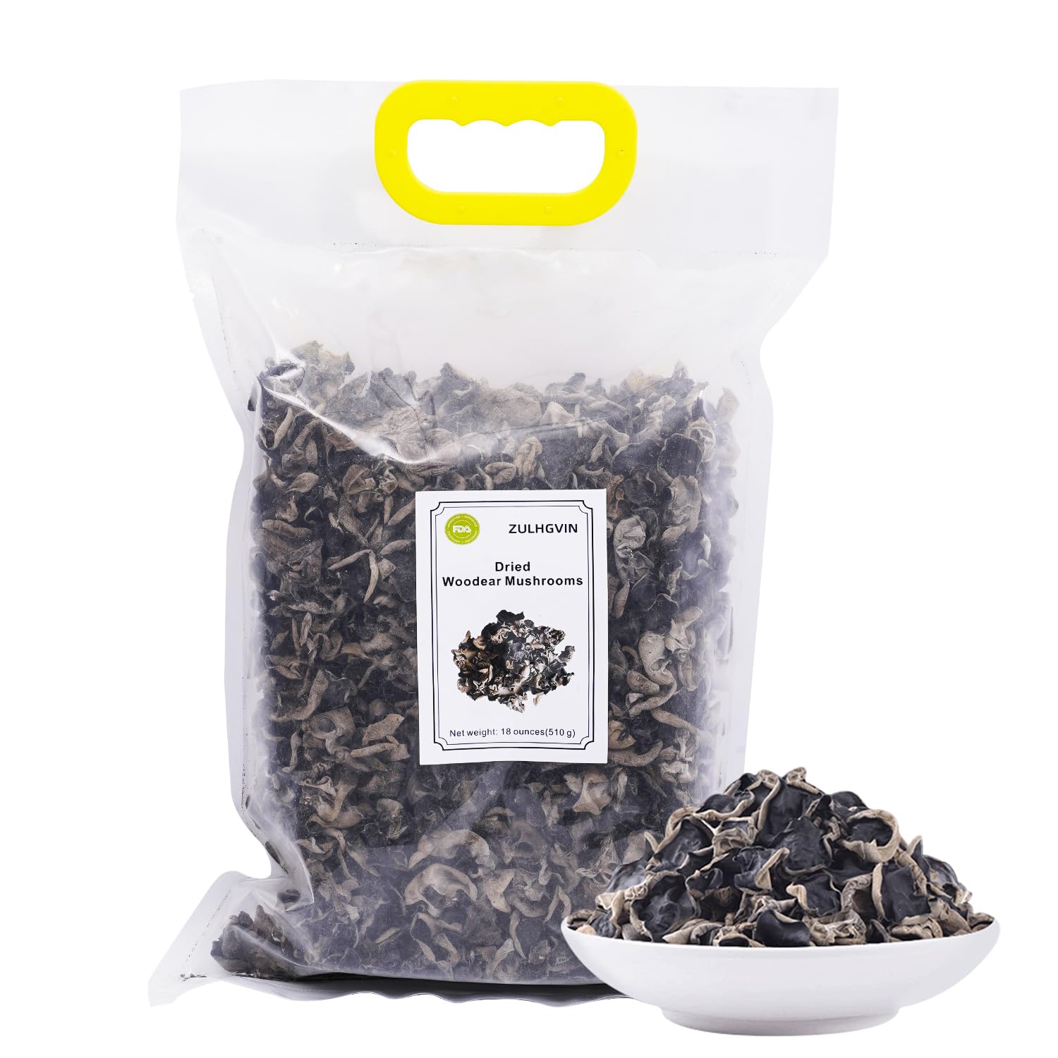 ZULHGVIN Dried Woodear Mushrooms 1.12 Pound Snow Fungus Black Fungus Wood Ear Mushrooms Fresh, Natural, Sun Dried, Vegetarian, Seasonal Picking18 Oz