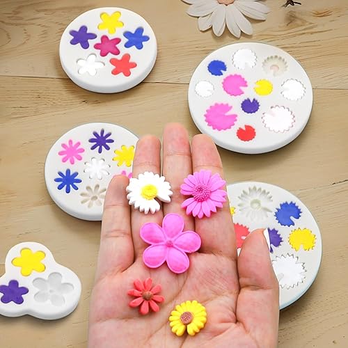 Miniatura 2 de 5 moldes de silicona de flores, mini moldes de silicona de chocolate para hornear moldes de hojas para decoración de pasteles, arcilla,