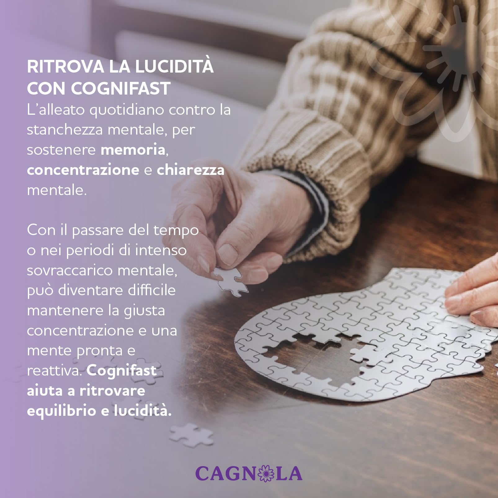 CAGNOLA | Integratore Memoria e Funzioni Cognitive, Stanchezza e Affaticamento, Cogniflash 10 Flaconi da 10 ml, Ideale per la Concentrazione, con Colina, Bacopa, Zinco e Vitamina B12
