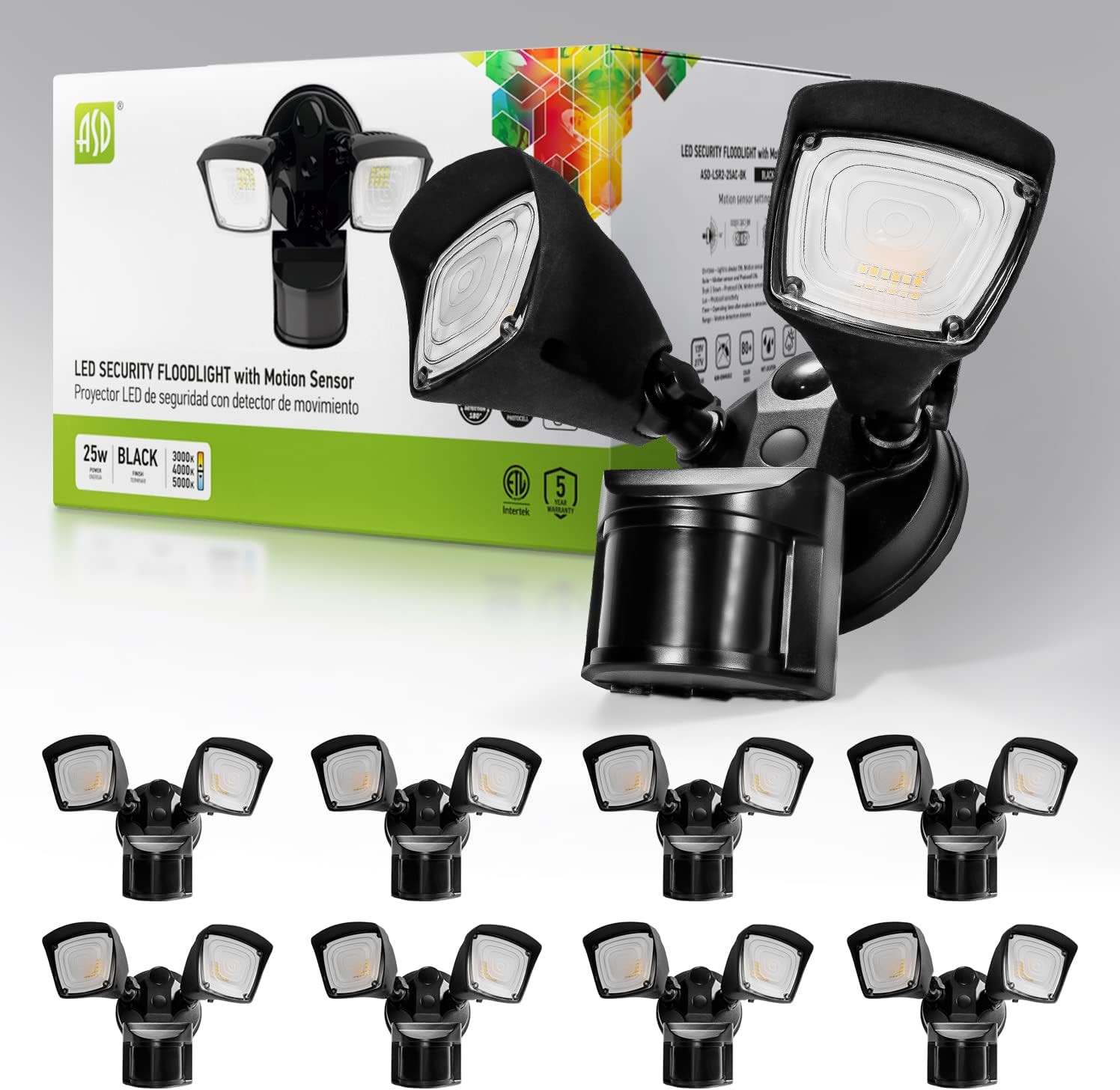 ASD 3CCT 25W 2500LM LED Outdoor Security Light Motion