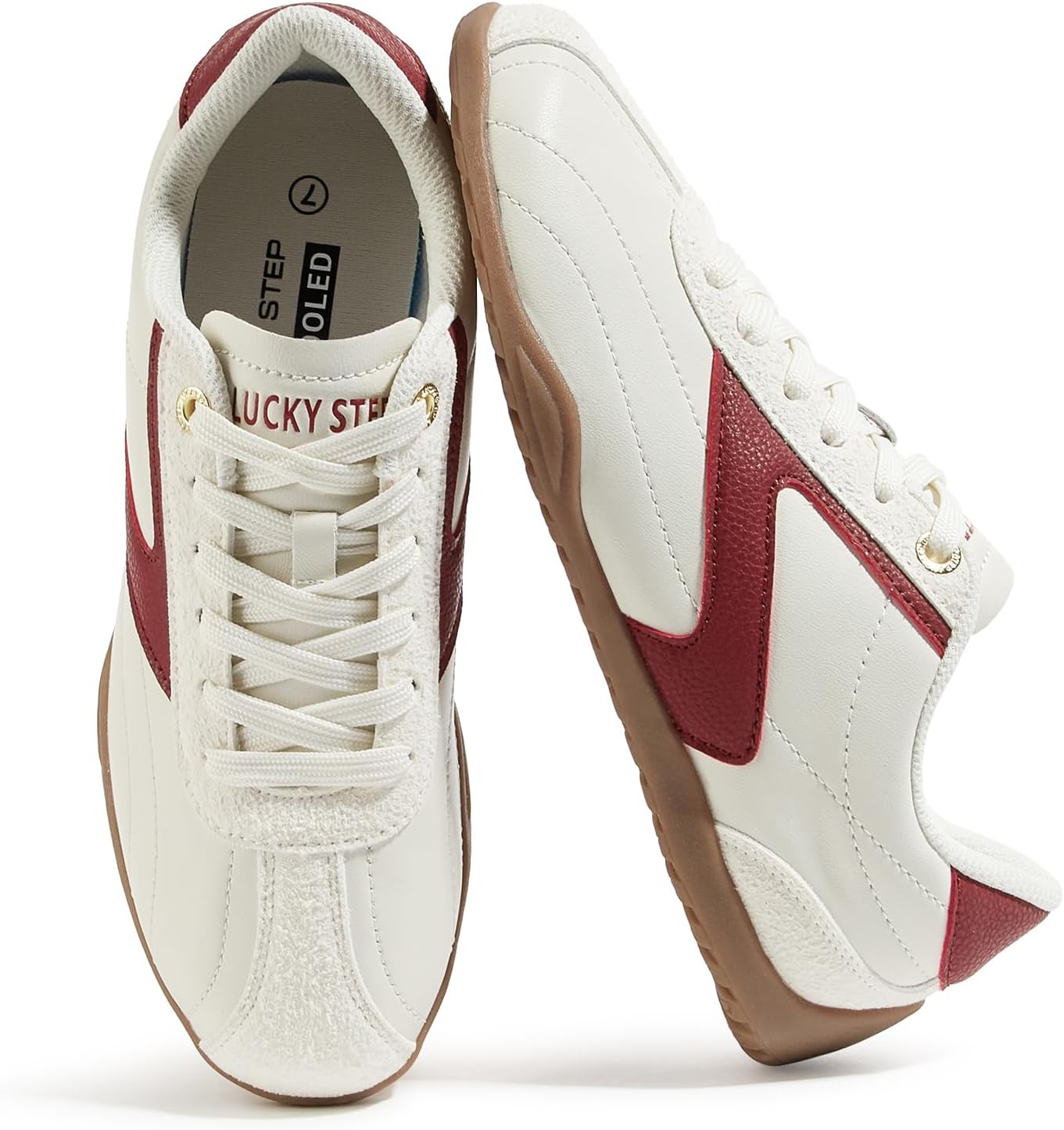 LUCKY STEP Women's Classic Retro Fashion Sneakers Casual Cow Suede Walking Shoes Thin Sole Running Trainer