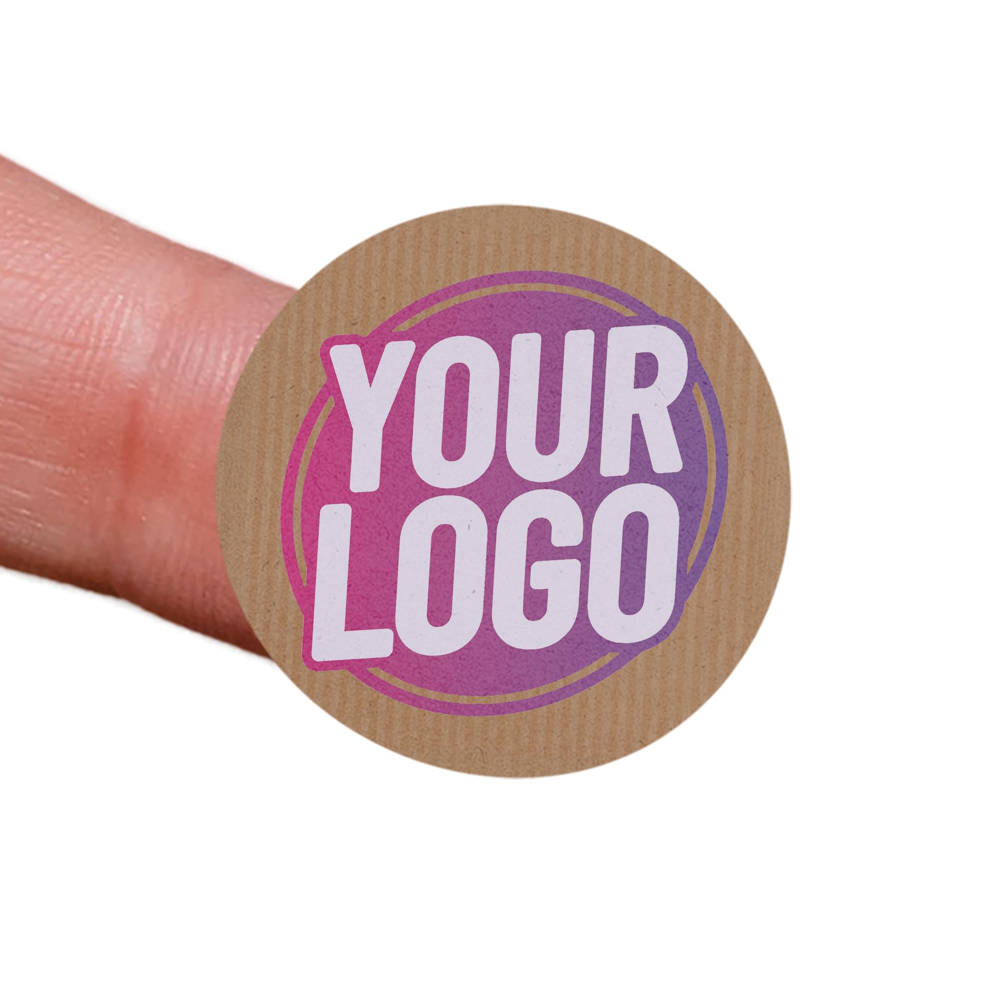 Personalised Kraft Stickers 25mm – Custom Round Logo Labels – White Print – Thank You, Business Packaging, Wedding Favours, Birthday Gift Tags (Kraft (Brown), 2 Sheets (140 Labels) — image 1