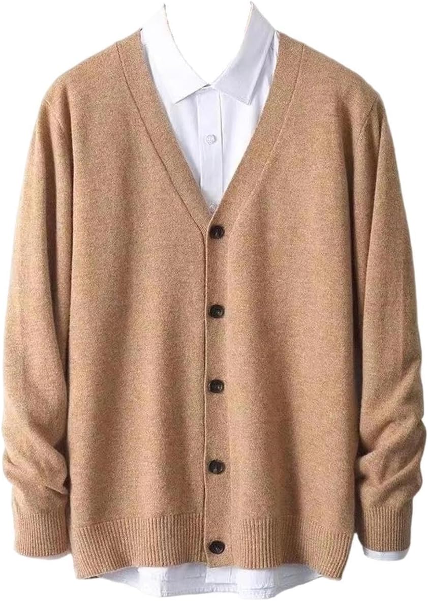 Men's Fall Winter Business Casual V-Neck Thin Knitted Cardigan Sweater