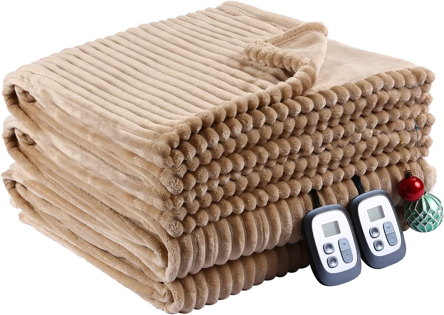 SUNNY HEAT Heated Electric Blanket Full Size 72" x 84" Flannel Heated Blanket with 4 Heating Levels & 10 Hours Auto Off, Heating Warm Blanket for Full Body, Home Office Use Light Brown : Home & Kitchen