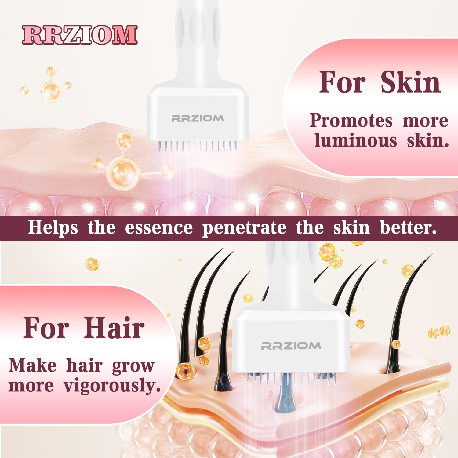 Derma Stamp, RRZIOM Microneedling Derma Stamp for Hair Scalp Beard Growth Face Care - Image 2