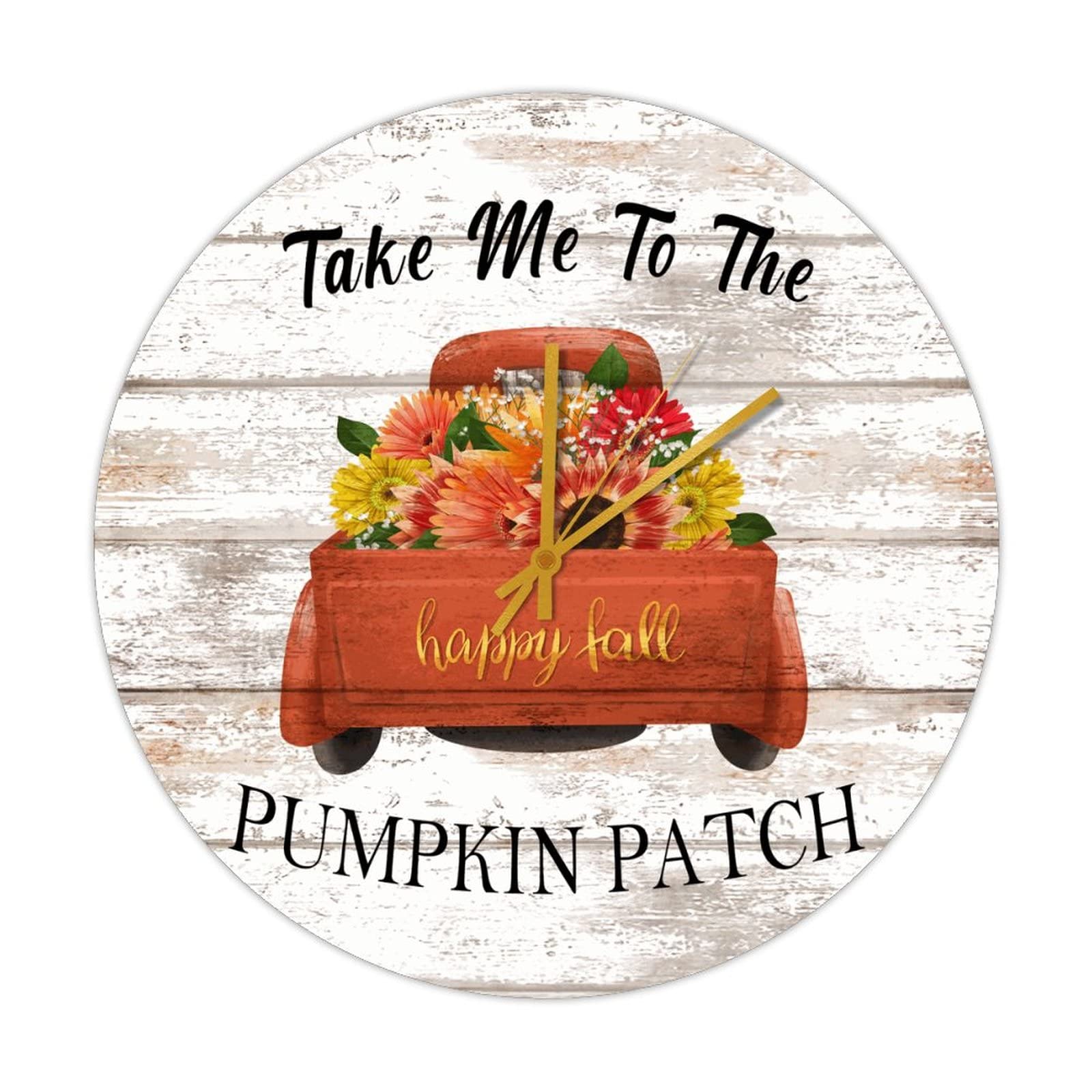 Horloge murale ronde en bois vintage Pumpkin Patch rétro silencieuse 38 cm