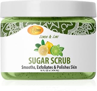 SPA REDI - Sugar Body Scrub, Lemon and Lime, 16 Oz - Exfoliating, Moisturizing, Hydrating and Nourishing, Glow, Polish, Smooth and Fresh Skin - Body Exfoliator