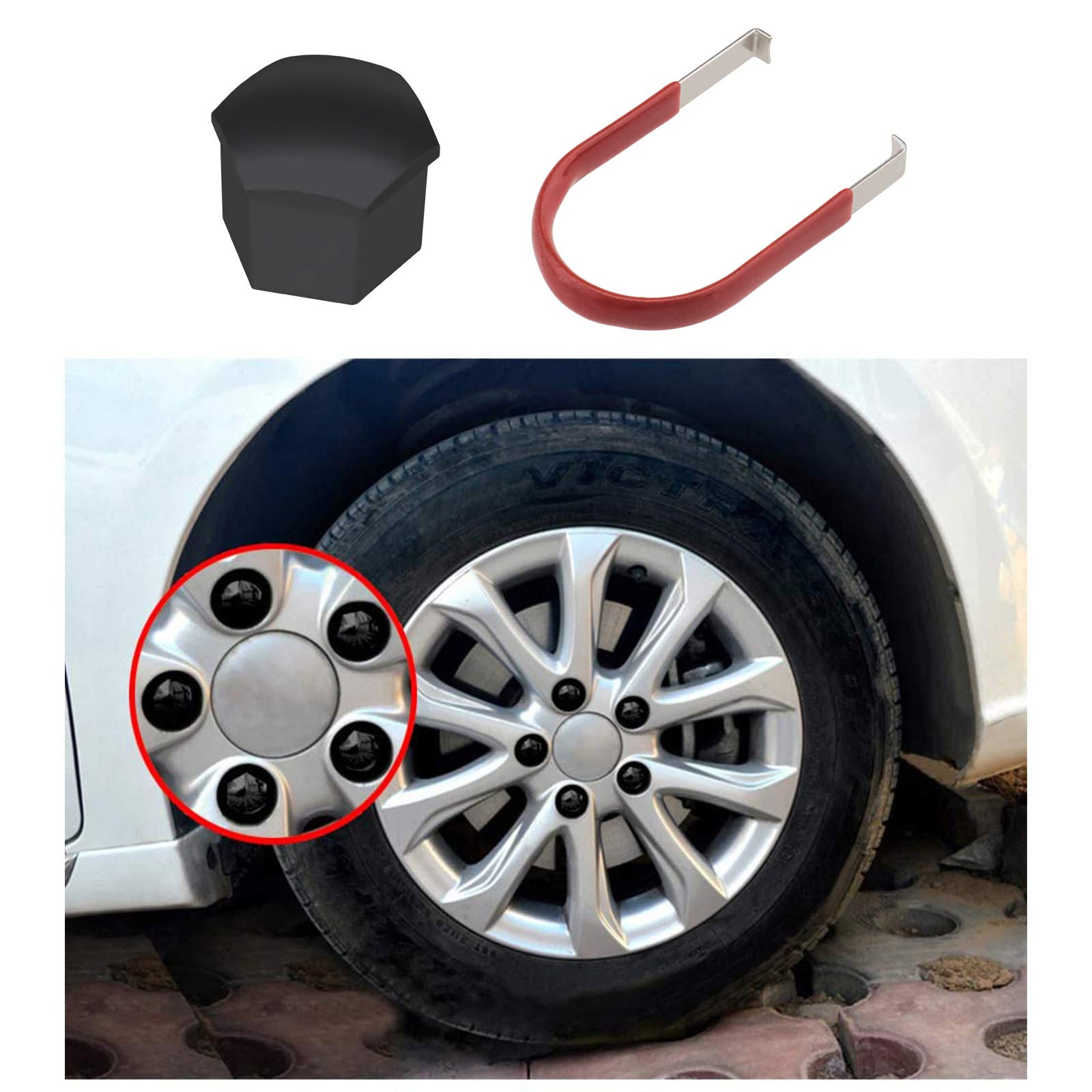 20 Pz Nero Dado Ruota Caps Bullone Mozzo Coperture 21mm Protezioni Esagonali con Strumento di Rimozione Compatibile con Range Rover Evoque Ducato