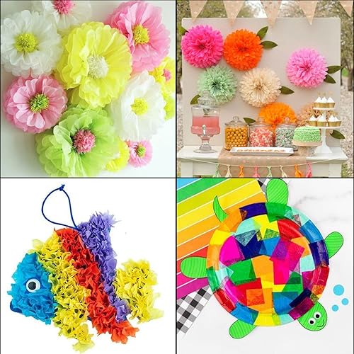 Miniatura 7 de CCINEE 6000 cuadrados de papel de seda de 2 pulgadas, 30 colores surtidos, papel de seda de arco iris, cuadros de mosaico de tejido multicolor para