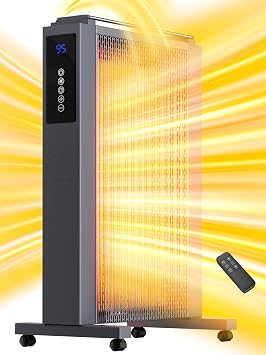 Uthfy 1500w Space Heaters for Indoor Use,35 Inch Convection Heaters for Indoor Use, 3 Sides Heating, 12H Timer, Temperature Adjustable 50-95F, Remote, Tip-Over & Overheat Protection