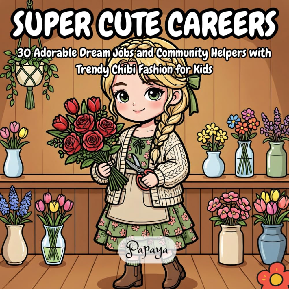 Super Cute Careers Coloring Book: 30 Adorable Dream Jobs and Community Helpers with Trendy Chibi Fashion for Kids