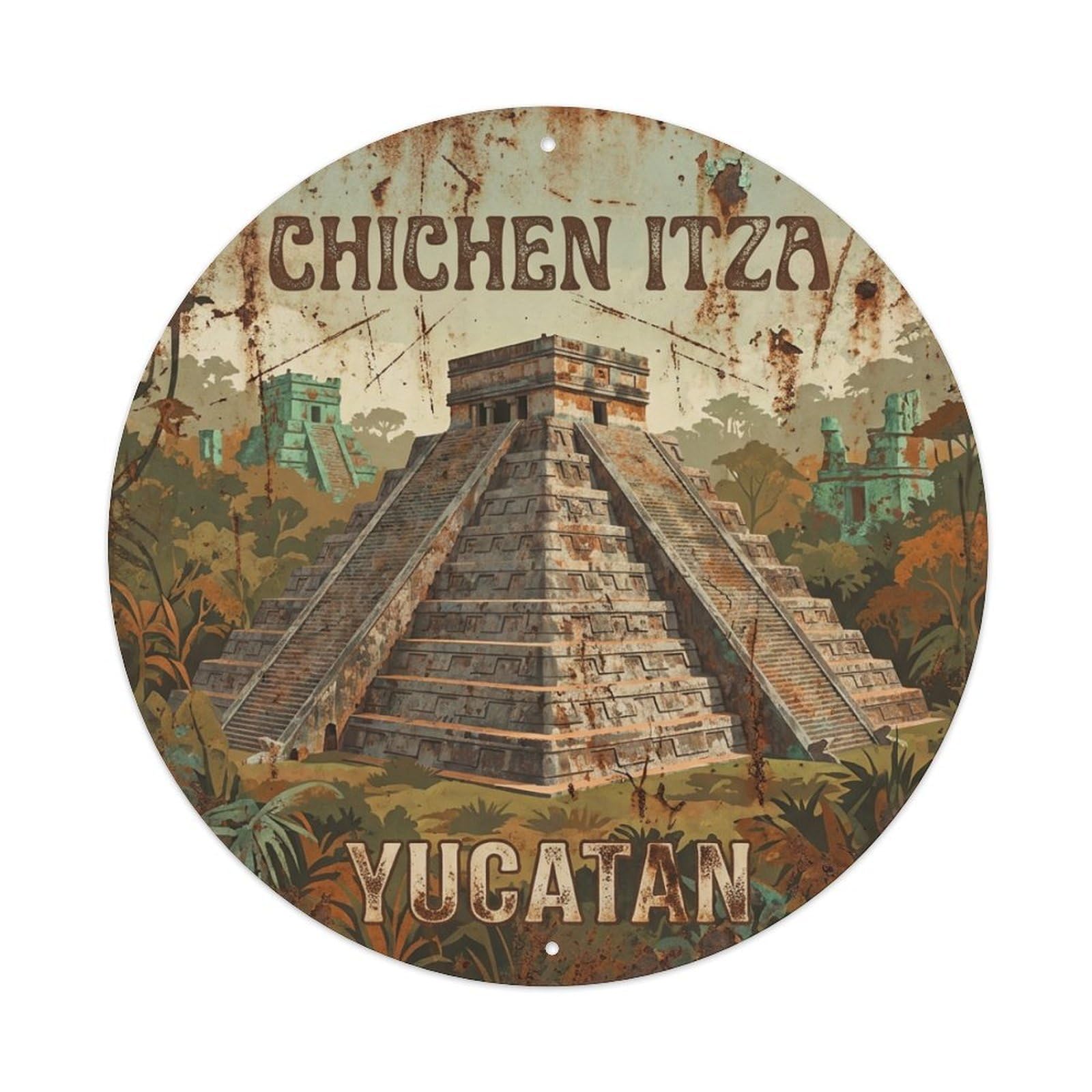 Galvaxio Style Mexico Vintage Travel Chichen Itza 1 Metal Tin Sign