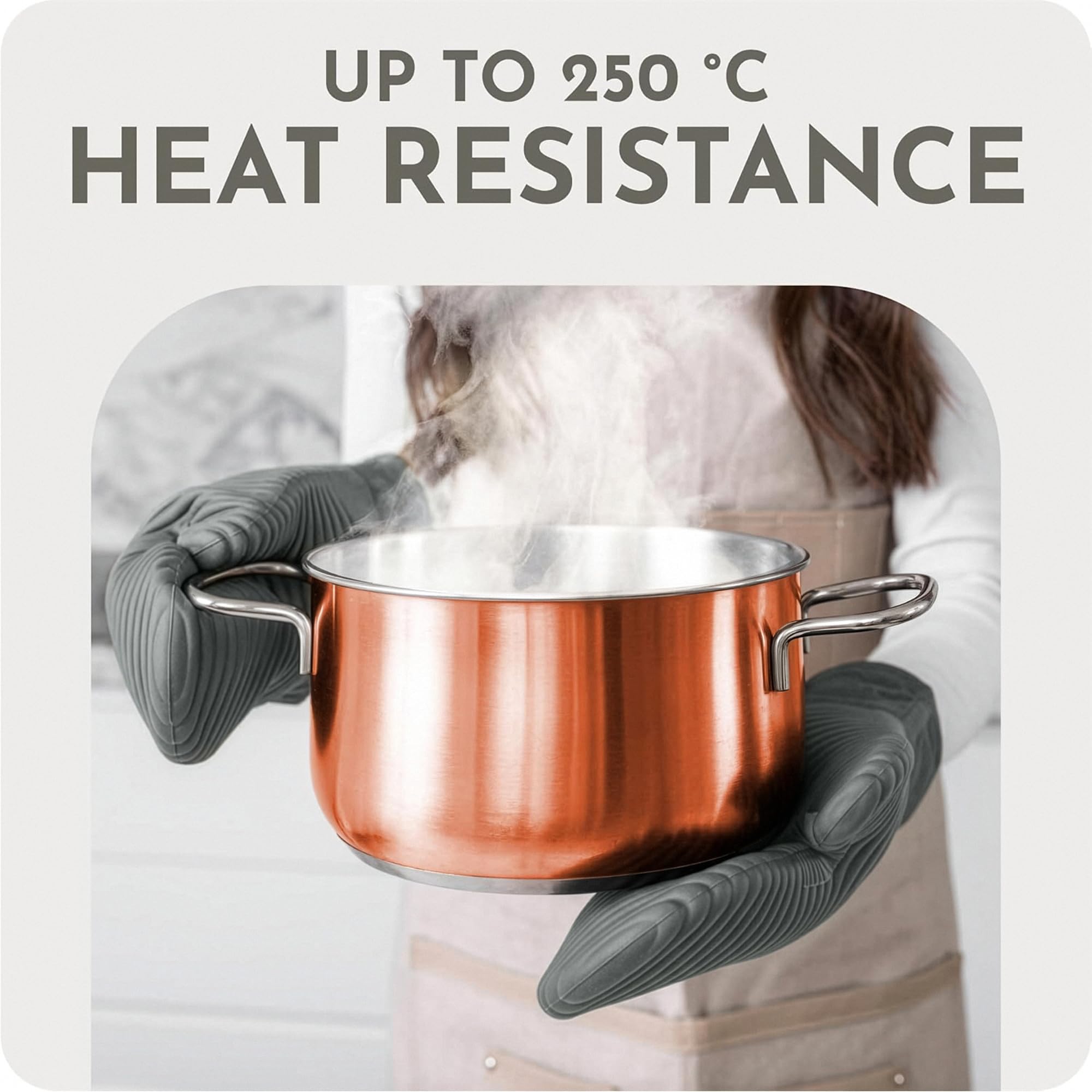 Juego de guantes de horno y agarraderas de silicona extralargos | Resistente al calor 260.0 °C sin BPA, almohadillas calientes de silicona de grado alimenticio y manoplas de cocina | Juego de 4