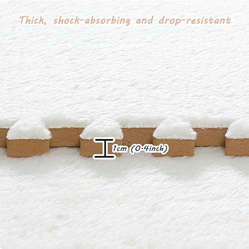 Miniatura 7 de 10 azulejos de alfombra entrelazados, baldosas de espuma de felpa de 12 x 12 pulgadas, tapete cuadrado esponjoso de juego, tapete de yoga para