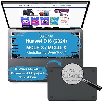 Huawei MateBook D16 2024 Kılıf Uyumlu Kristal Parlak Şeffaf Sert Hard Case İnce Hafif Çizilme Koruma 16 inç Şeffaf