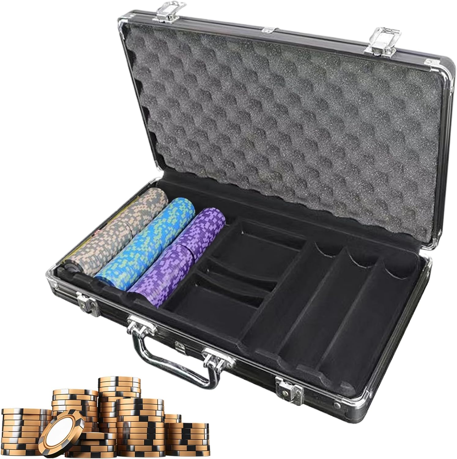 Aluminum Poker Case - Capacity Aluminum Alloy Matte Black - Poker Chip Protection Display Case - for Lovers Family Friends Enthusiasts Beginners