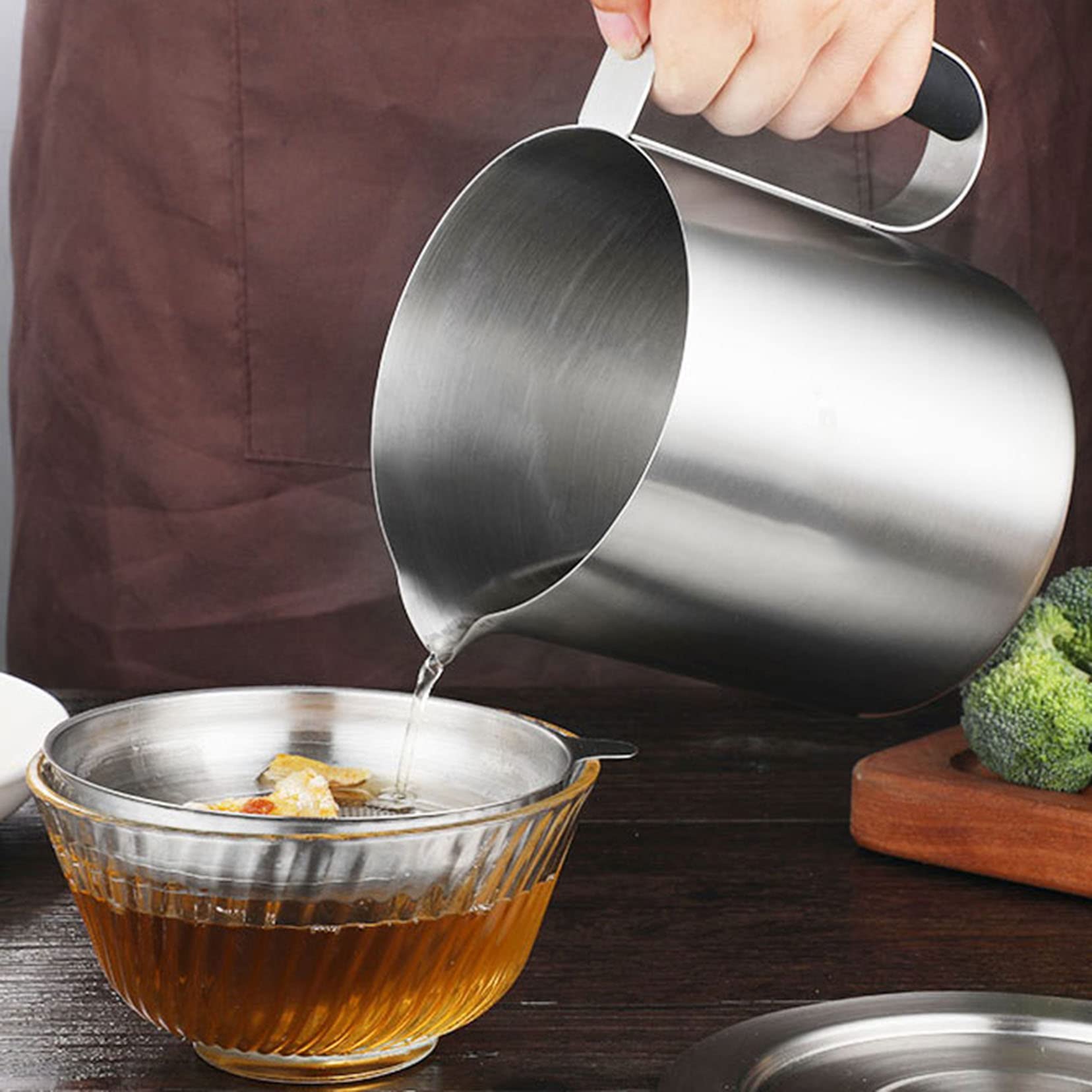 Contenitore Per Olio Da Cucina 1.7L - Con Filtro Acciaio Inox Per Grasso Pancetta - Foto 6