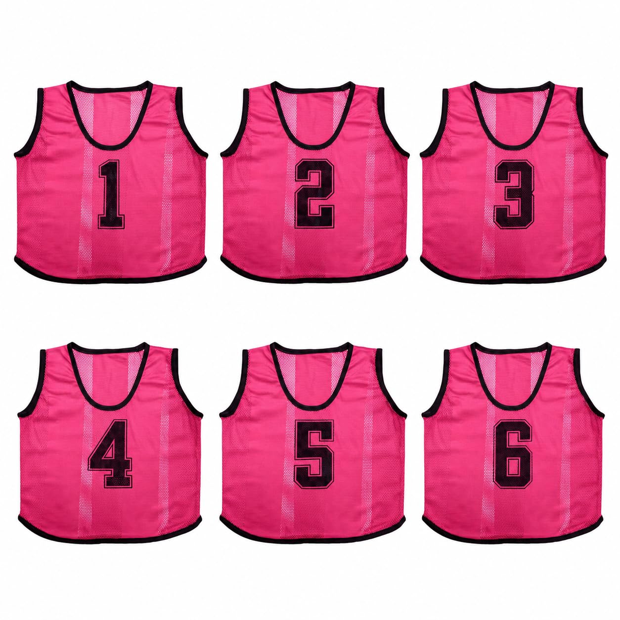 A2Z 4 Kids 6 Pack Training Bibs Sports Vests Comfortable Breathable - Sports Bibs 762 Pink 9-14