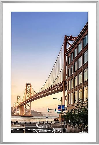 Vista 167 de Frametory - Marco de aluminio de 11 x 14 para fotos de 8 x 10 (en pulgadas), con paspartú marfil, de pared, con gancho de sierra, pestañas Bronce