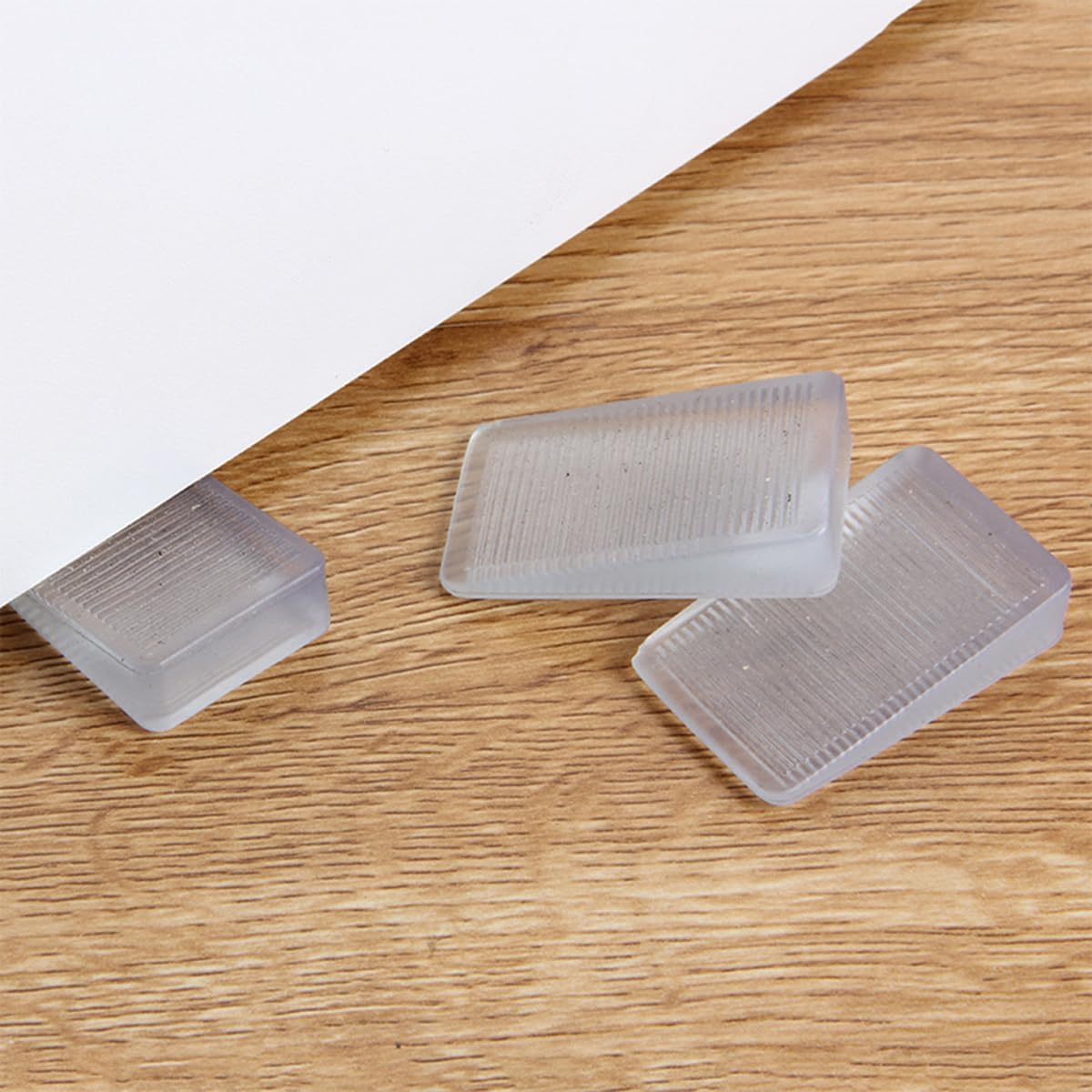 4 Pack Clear Plastic Shims, Level Wedge, Furniture Levelers, Non-Slip PVC and Rubber, Rectangular, for Uneven Floors, Tables, Furniture
