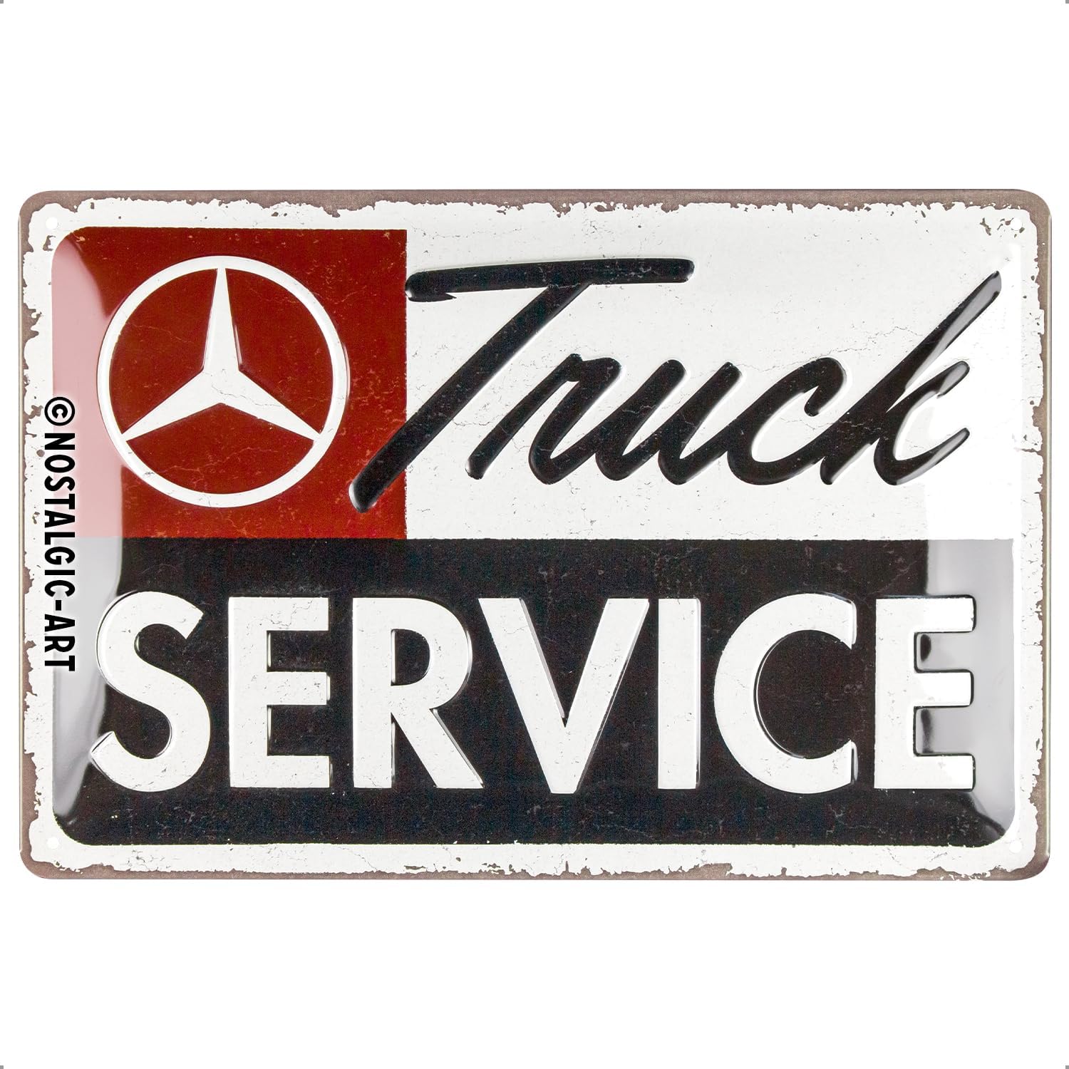 Nostalgic-Art Retro Metal Sign 20 x 30 cm Daimler Truck – Service – Gift Idea for Car Lovers – Vintage Design