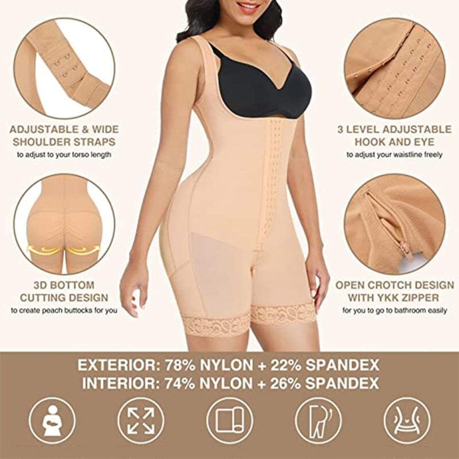 Body Shapewear, Body modeluj?ce dla kobiet - Urz?dzenie do modelowania sylwetki,Body do ?owy uda Kompresja Lekka odzie? modeluj?ca sylwetk? dla doros?ych kobiet