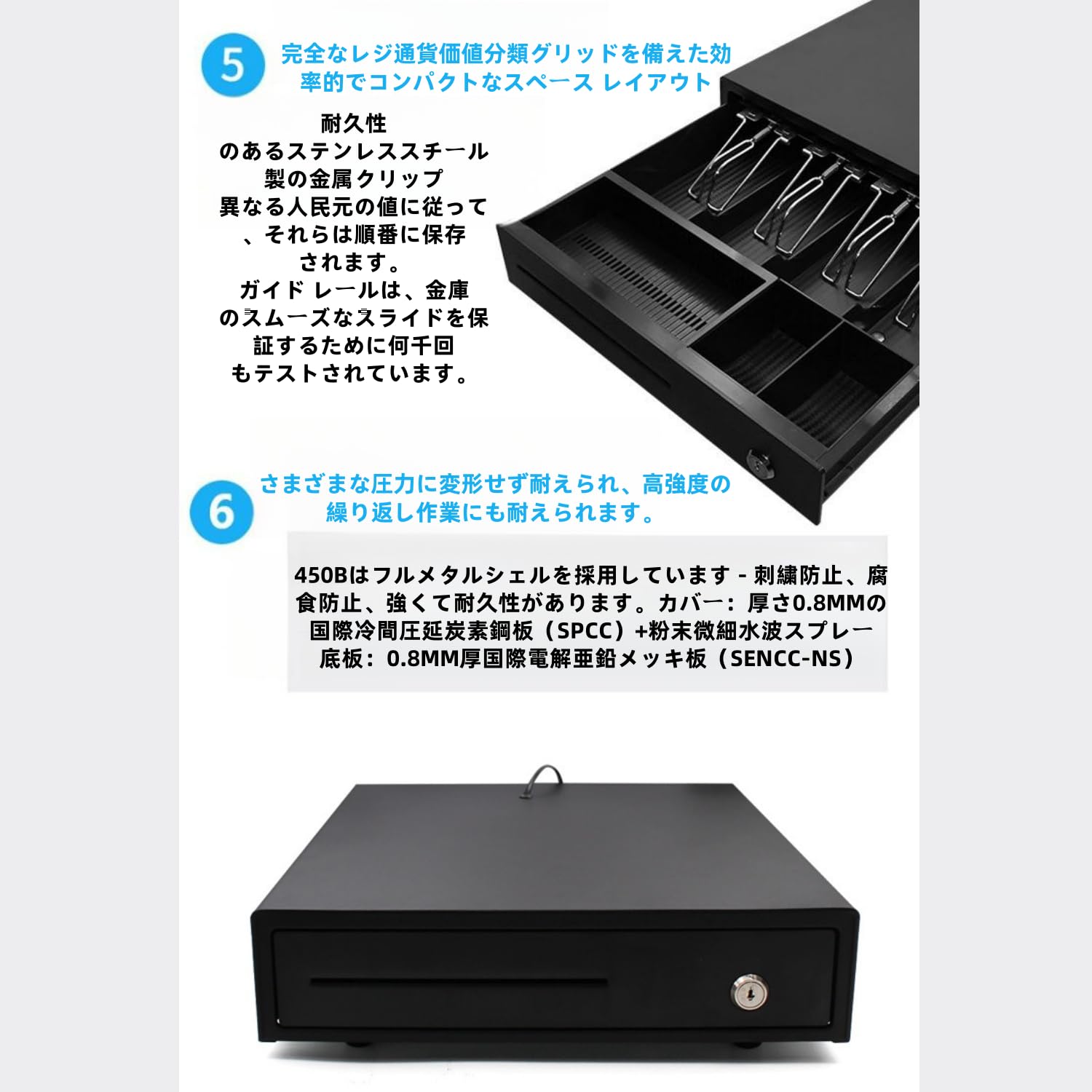 Amazon.co.jp: Quxxuol 引き出し式レジ用キャッシュボックス 