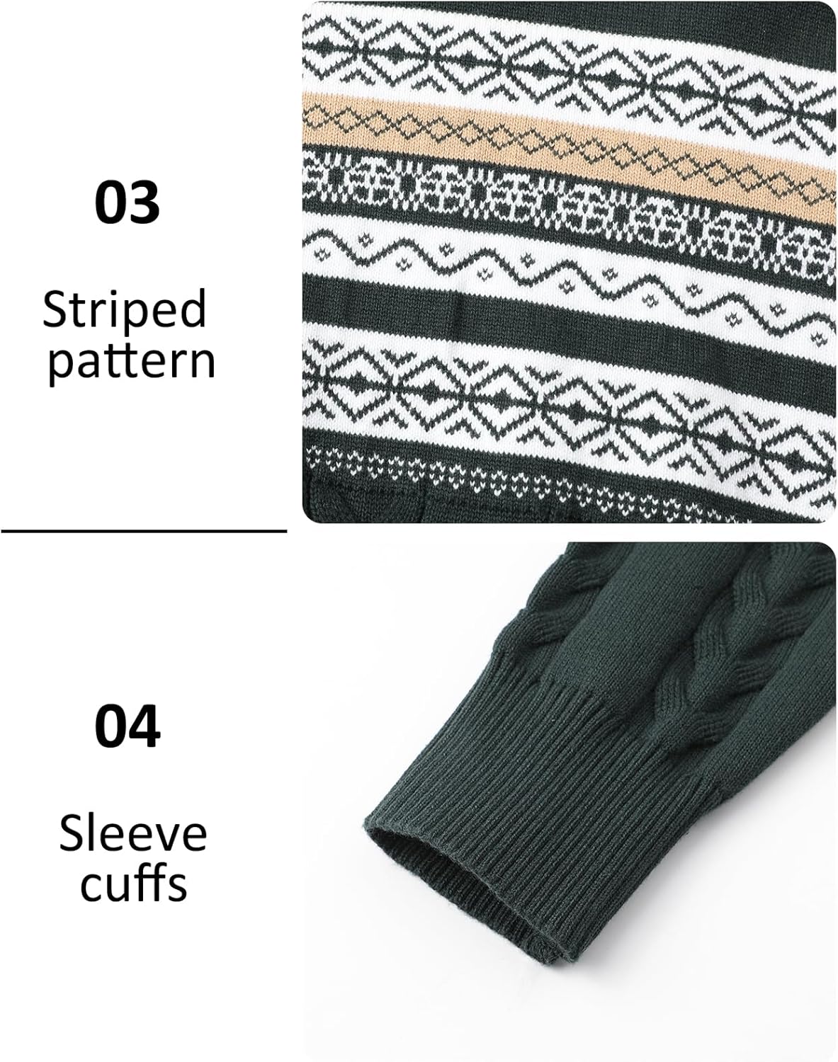 Men's Quarter-Zip Up Pullover Sweater Striped Slim Fit Sweater Casual Lightweight Warm Long Sleeve Mock Neck Sweater - Image 5