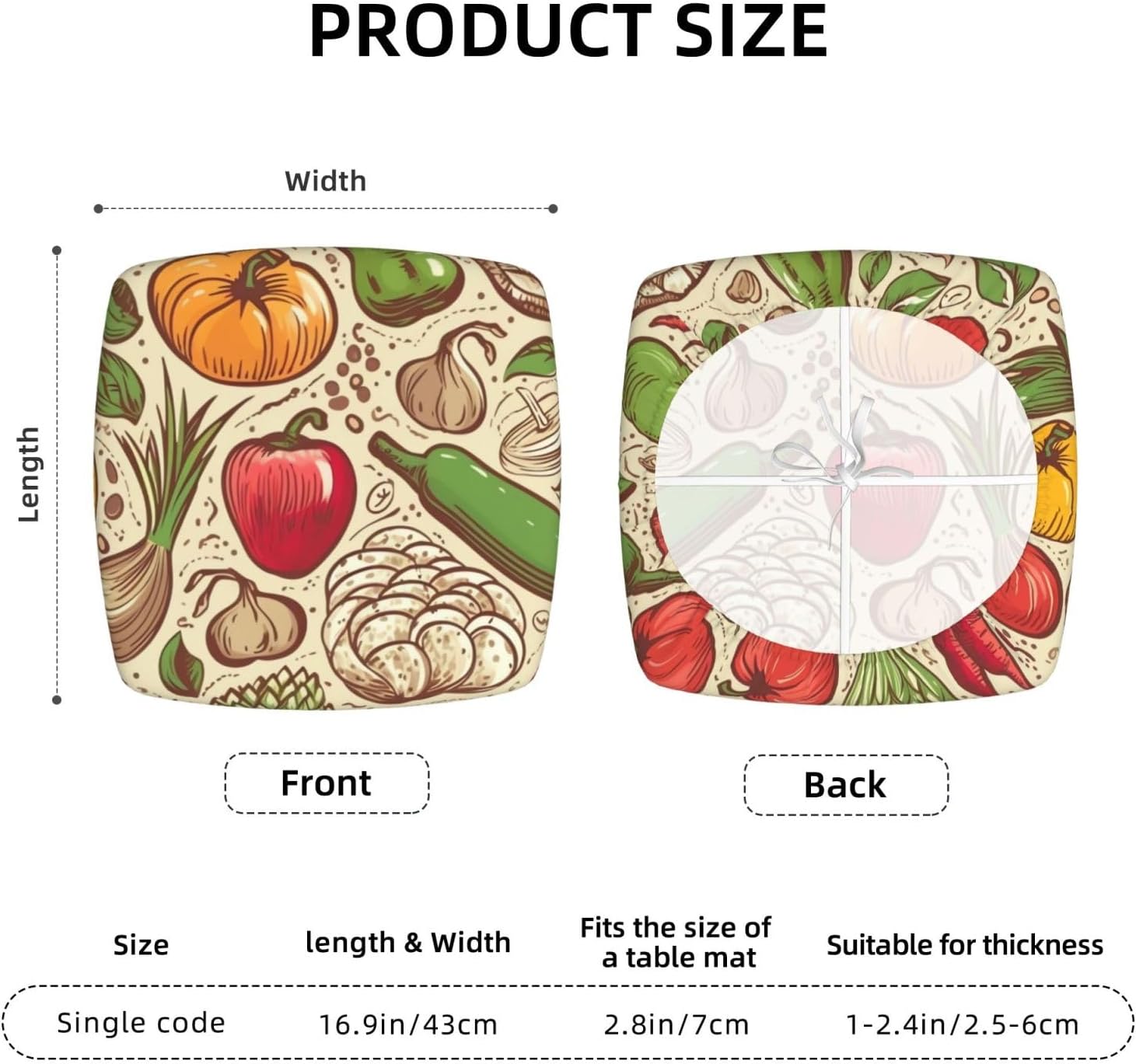 4PCS Stretch Seat Covers Set Vegetable Fruit Chair Cover for Dining Room Removable Chair Seat Slipcovers
