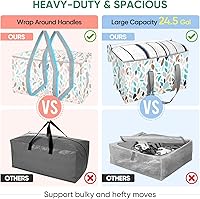 Vista 4 de BALEINE Paquete de 4 bolsas de mudanza de gran tamaño con asas reforzadas, bolsa de almacenamiento resistente para ropa, suministros de mudanza