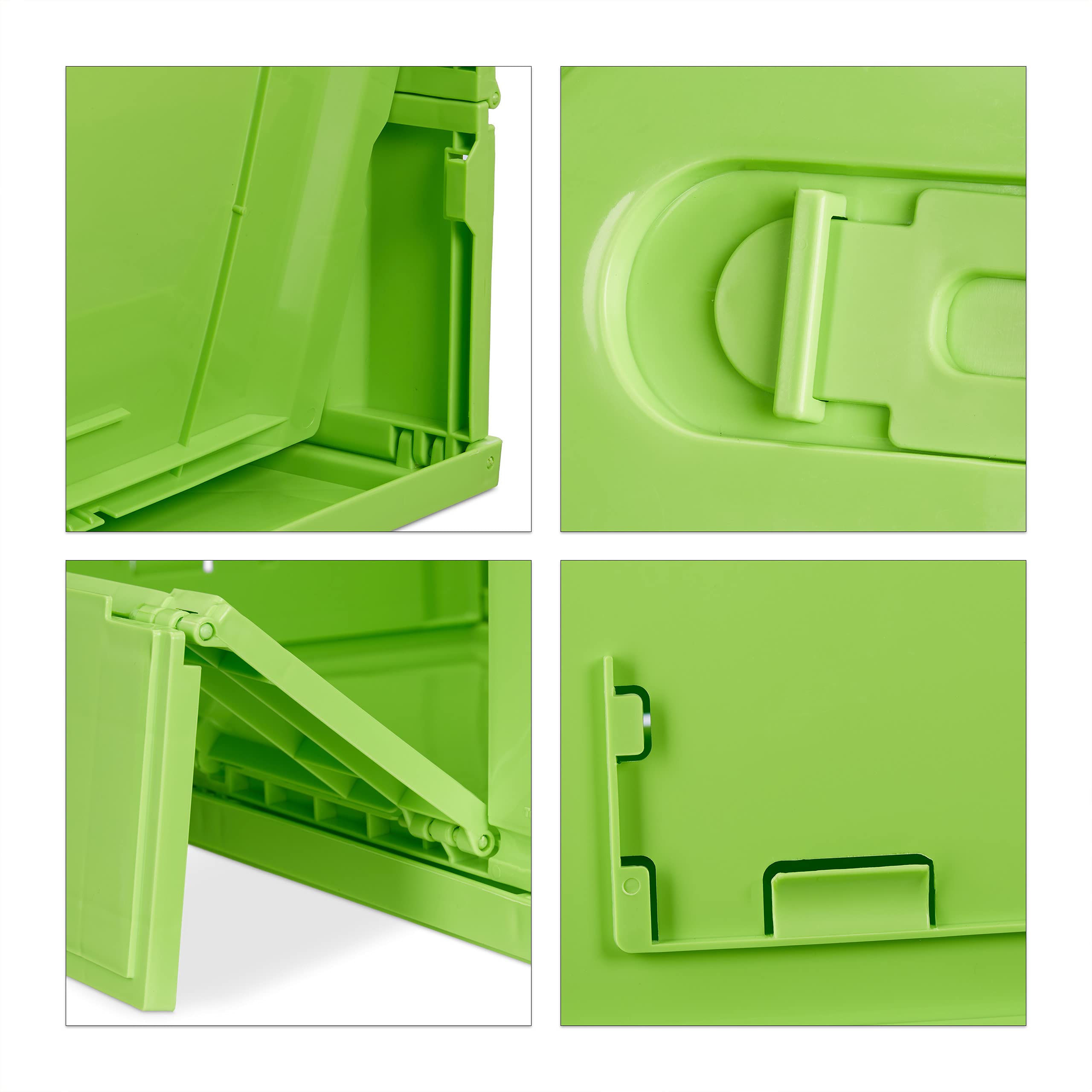 4 x Profi Transportbox, stabil, Gewerbe, hochwertiger Kunststoff, Deckel, Qualität, 60 L, HxBxT 32,5x58,5x39,5cm, grün
