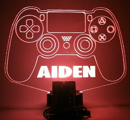 Miniatura 2 de MIRROR MANIA Lámpara de mesa con control de videojuegos, lámpara LED personalizada grabada para sala de juegos, con control remoto, 16 opciones de