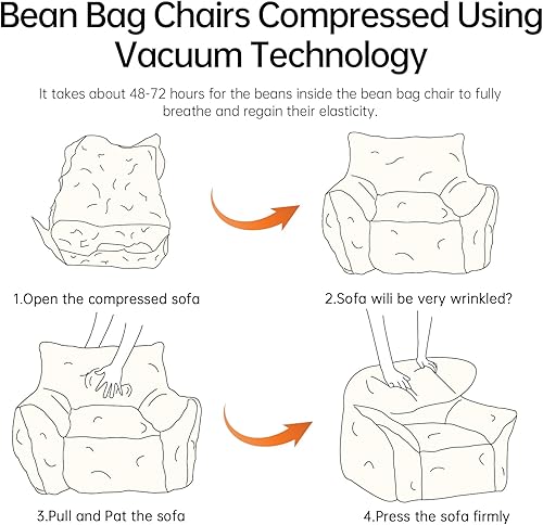 Miniatura 8 de Silla de Puf con Otomana, Sillas de Puf con Reposobrazos y Relleno, Silla de Puf Ultra Suave y Esponjosa de Pelo Sintético con Reposapiés, Sofá