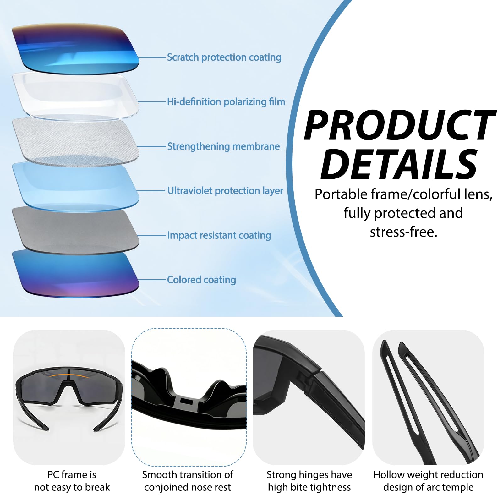 Lot de 3 Lunettes de Vélo Non Polarisées Sport Homme Femme, Lunettes de Soleil Running UV400 Protection Anti-UV, Accessoire Cyclisme pour Course à Pied Triathlon Moto Golf Plein Air