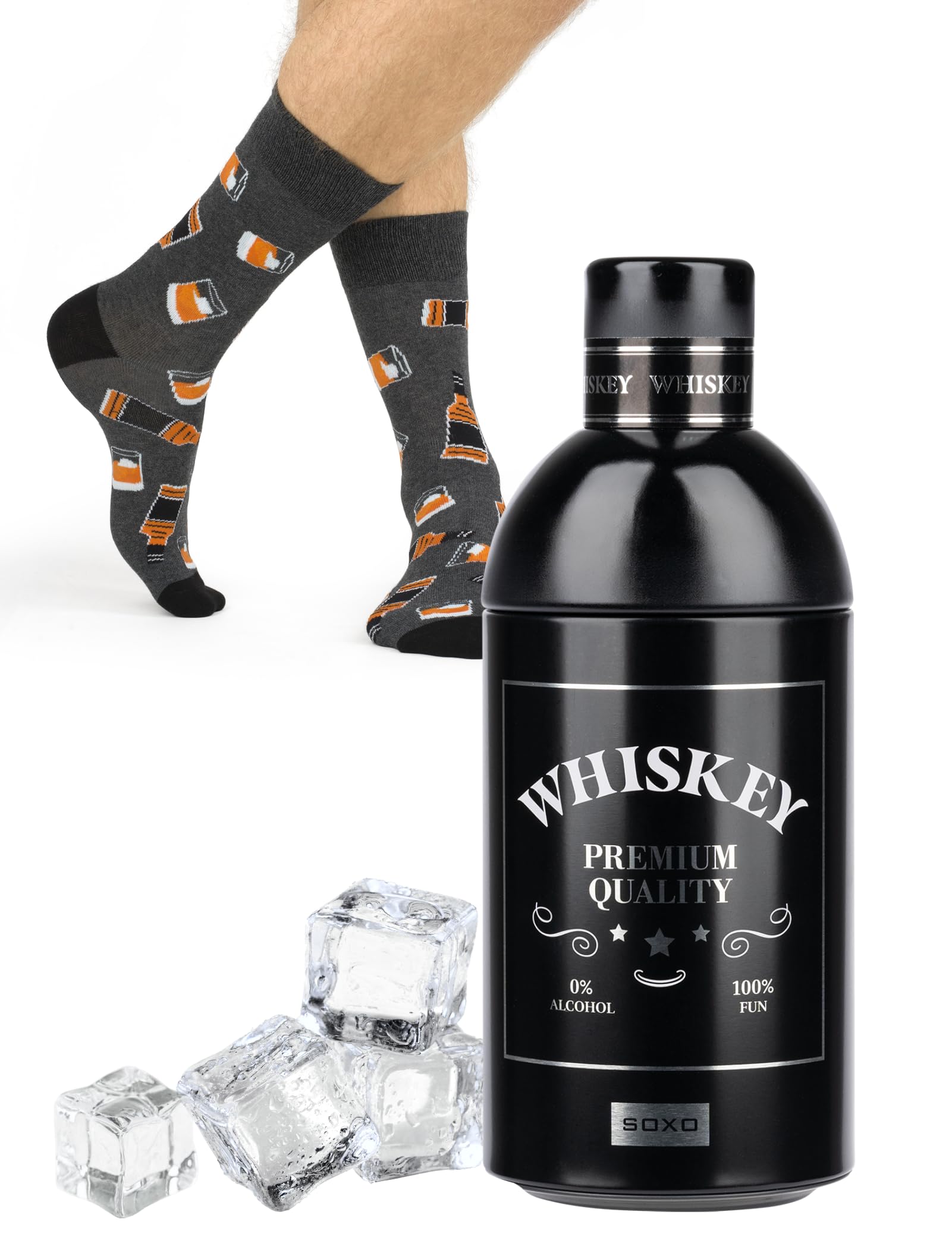 soxo Whisky Socks Men Funny Gifts Mens Cotton Sock Colourful Funky Gift Men's Presents 6.5-10.5 Whisky 1 Pair