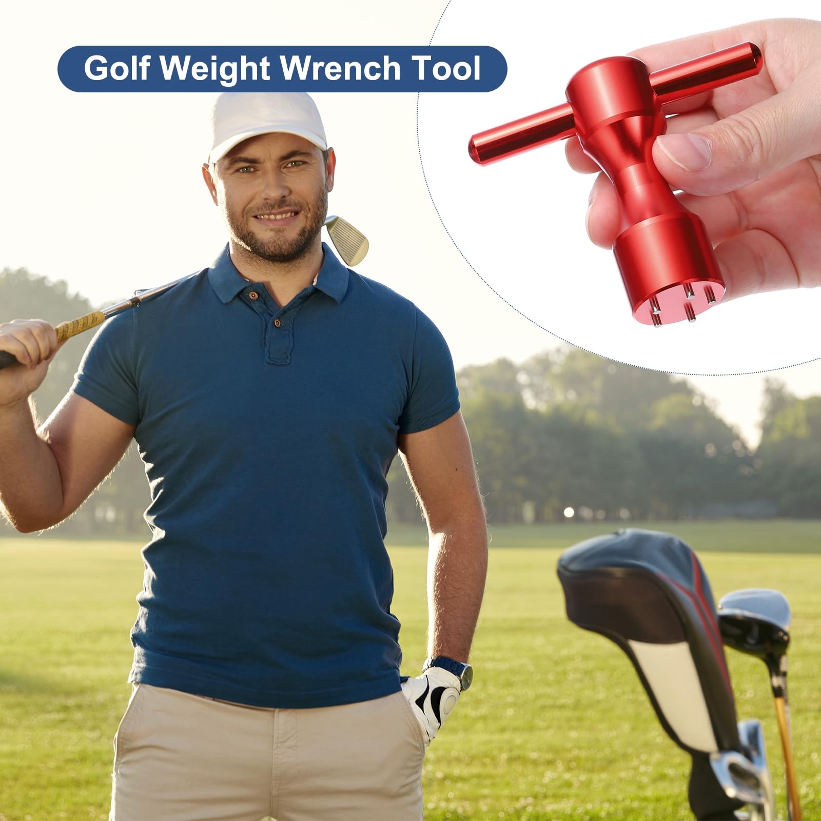 QUARKZMAN Llave De Tornillo De Peso Para Golf De Aleación De Aluminio Con 5 Agujeros Para Pines Llave De Reemplazo De Peso Para Putter Para Studio Select Button Back Putter Rojo