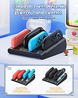 Vista 3 de Switch 12 Compatible FASTSNAIL 8-in-1 Charging Dock for Nintendo Switch 2 & 1OLED for Joy-Con 2, Dual-Direction Magnetic Fast Controller Charger